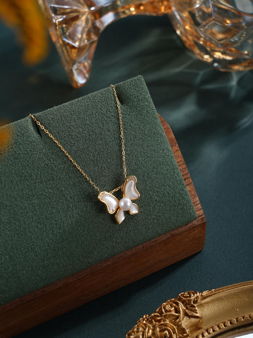 子佩集【彩蝶微光】银S925珍珠惜王妃套链【MLTL031】4mm珠镀金蝴蝶贝母2601 商品图2