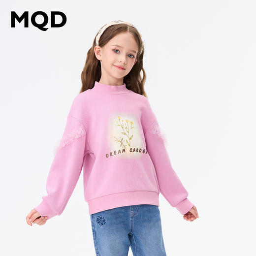 【秒3】【MQD】女童冬季甜美晕染字母印花半高领卫衣 商品图0