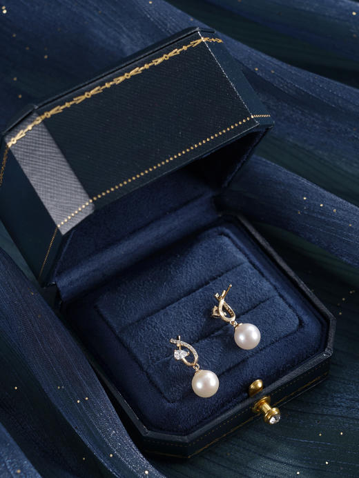 子佩集【灵犀共鸣】银S925珍珠惜王妃耳钉【YE0829A】8mm珠双色交织丝带2601 商品图4