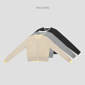THESOONG|26s早春新款60支精纺羊毛纱机织撞色假两件毛衣HWMY8491