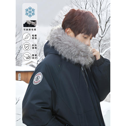 【YW】无忧购“清仓福利”户外男款防泼水保暖连帽棉服可拆卸毛领棉衣派克服MD5163（截单后3-5天发货） 商品图1