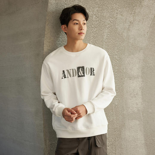 GXG男装【100%棉】春季简约字母印花男士圆领百搭长袖卫衣K&C 商品图2