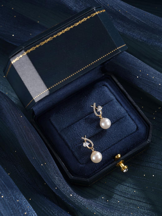 子佩集【灵犀共鸣】银S925珍珠惜王妃耳钉【YE0829A】8mm珠双色交织丝带2601 商品图13