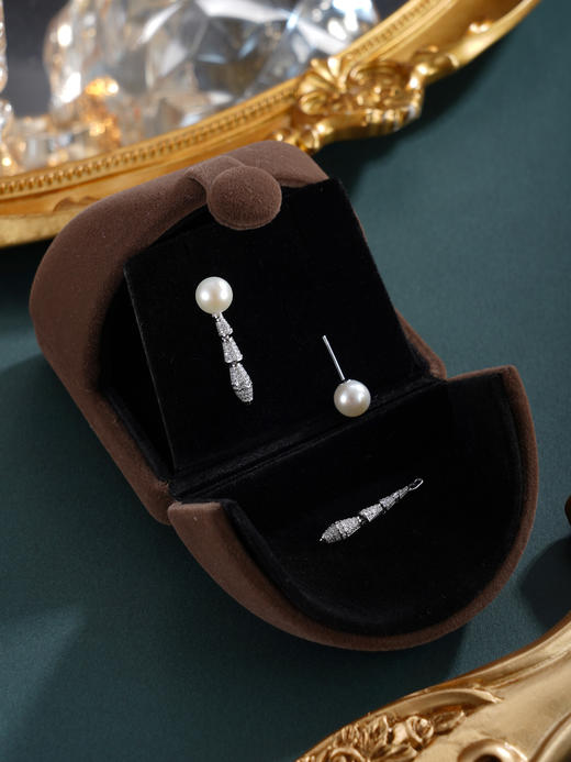 子佩集【冰魄雪影‌】银S925珍珠惜王妃耳钉【MLEH012】7mm珠三节流苏2601 商品图3