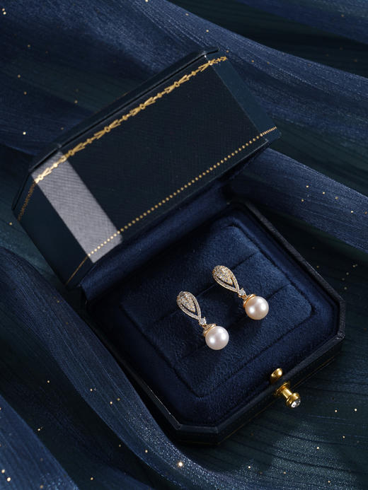 子佩集【高光时刻】银S925珍珠惜王妃耳钉【E3391】7.5mm珠双色水滴2601 商品图6