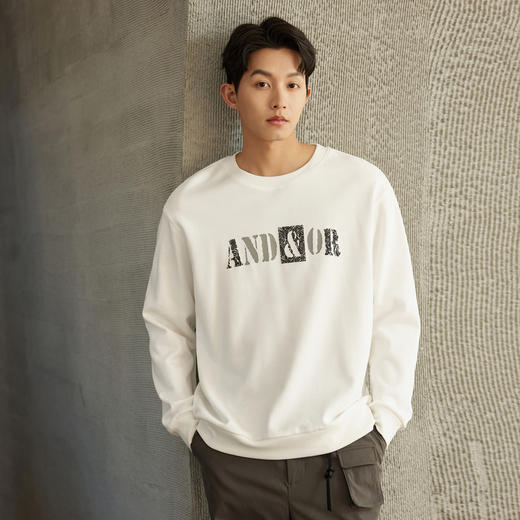 GXG男装【100%棉】春季简约字母印花男士圆领百搭长袖卫衣K&C 商品图3