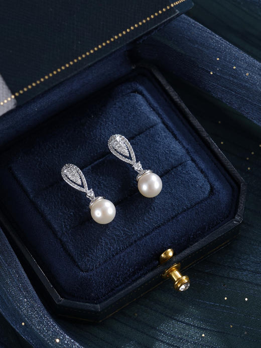 子佩集【高光时刻】银S925珍珠惜王妃耳钉【E3391】7.5mm珠双色水滴2601 商品图11