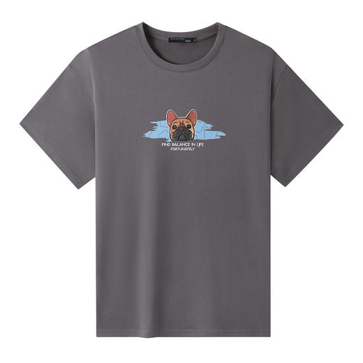 GXG男装【100%棉】夏季卡通动物印花男士百搭圆领短袖T恤K&C 商品图4