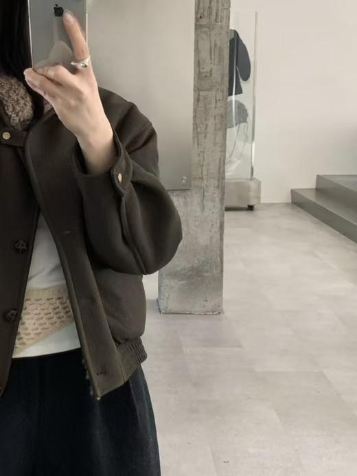 [特价]韩系翻领斜扣设计感夹克外套 暗绿色 2510036 商品图0