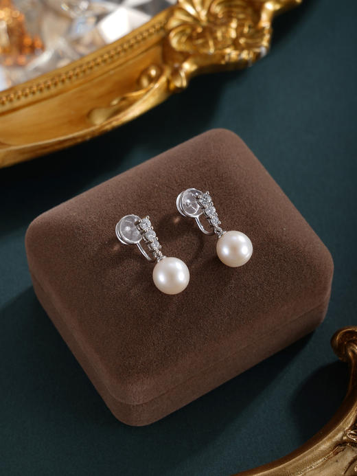 子佩集【未完成诗】银S925珍珠惜王妃耳钉【MLEH018】8mm珠耳夹一字2601 商品图3