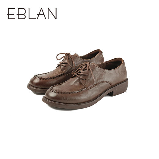 【上新】伊伴2026春季系带乐福鞋牛津鞋雅痞风编织细节牛津鞋B26162601 商品图4