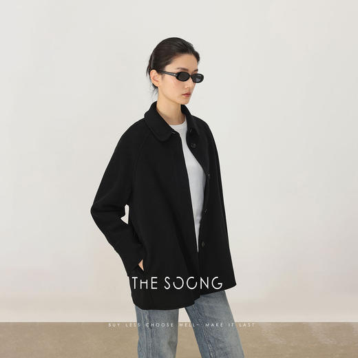 THESOONG/100支羊绒羊毛毛呢外套女翻领单排扣小个子8586 商品图5