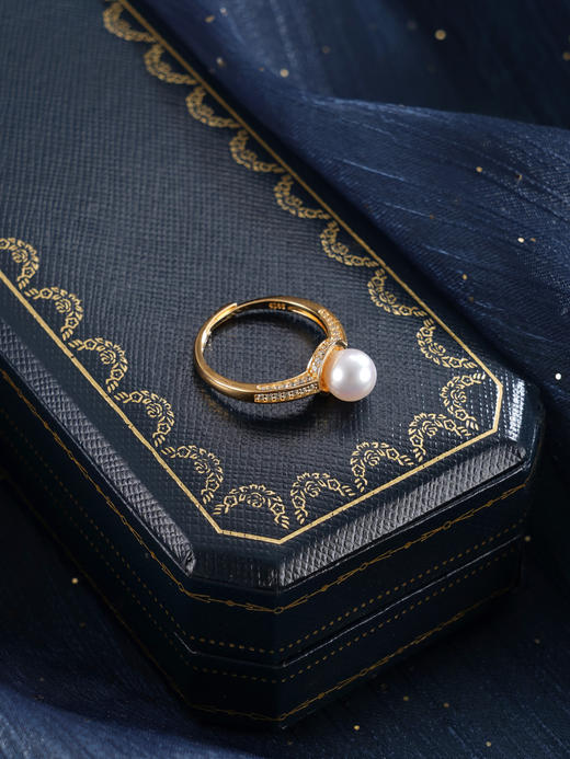 子佩集【银河静界】银S925珍珠惜王妃戒指【R2089】7mm珠双色一字2601 商品图4