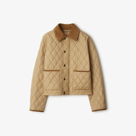 BURBERRY 巴宝莉 女士马术骑士标签短款绗缝尼龙夹克棉服 卡其色 8105098 C1544 商品图0