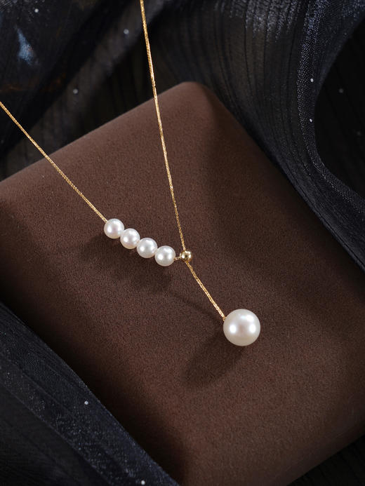子佩集【瑶光女神】G18K珍珠惜王妃项链【MLKJXL008】4-7.5mm珠镀金多珠吊球2601 商品图3
