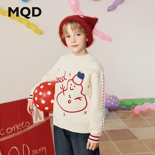 【MQD】男童冬中大童学院风卡通休闲百搭半高领毛衣 商品图0