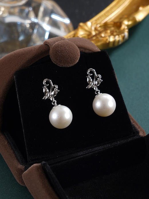 子佩集【蝴蝶知遇】银S925珍珠惜王妃耳钉【E4030】11mm珠双色蝴蝶2601 商品图12