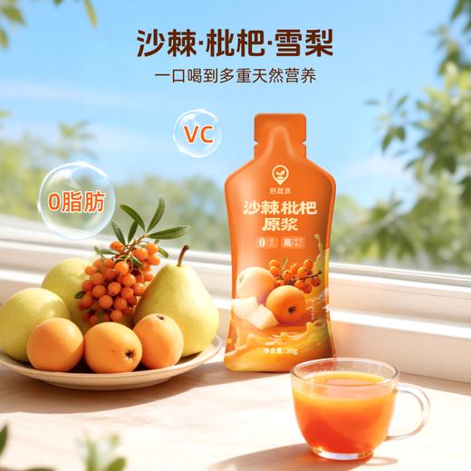 【三重NFC】好蔬源 沙棘枇杷原浆 30g*20袋/盒 鲜果榨浆自然酸甜 商品图1