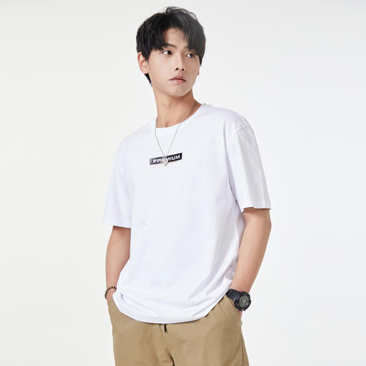 GXG男装夏季简约字母印花男士日常百搭休闲圆领纯棉短袖t恤K&C 商品图1