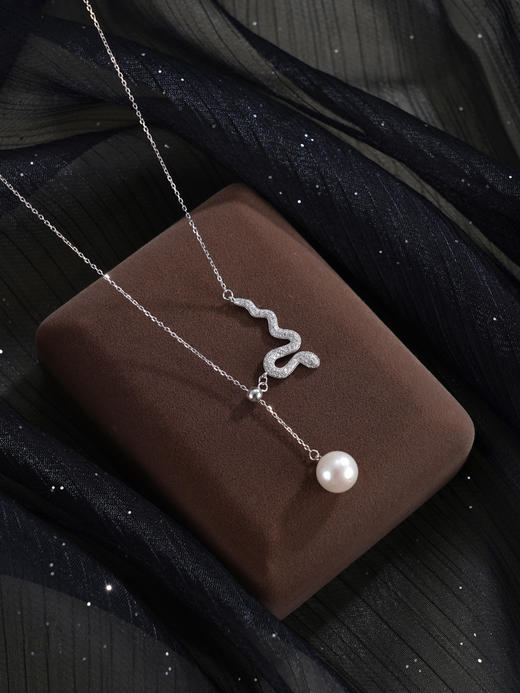 子佩集【珠光灵蛇】银S925珍珠惜王妃套链【YB7806】9.5mm珠双色蛇吊球2601 商品图8