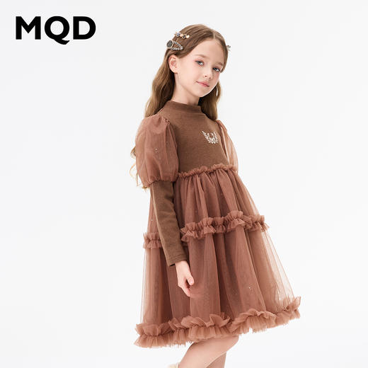 【秒2】【MQD】女童冬季复古蓬松舒适休闲长袖连衣裙 商品图4