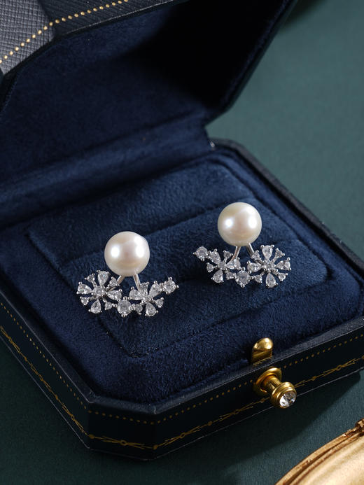 子佩集【白雪翩翩】银S925珍珠惜王妃耳钉【MLEH015】9mm珠雪花2601 商品图3