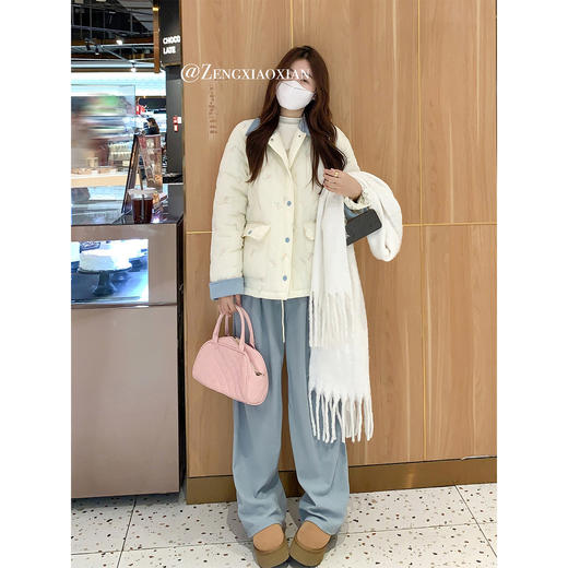 <曾小咸推荐>现货秒杀 ！微信超特价！韩系菱格撞色外套 日常299.99 立减160 秒杀139.99！！ 休闲裤 秒杀79.99！！ 商品图1