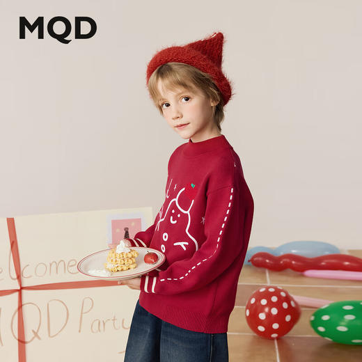【MQD】男童冬中大童学院风卡通休闲百搭半高领毛衣 商品图1