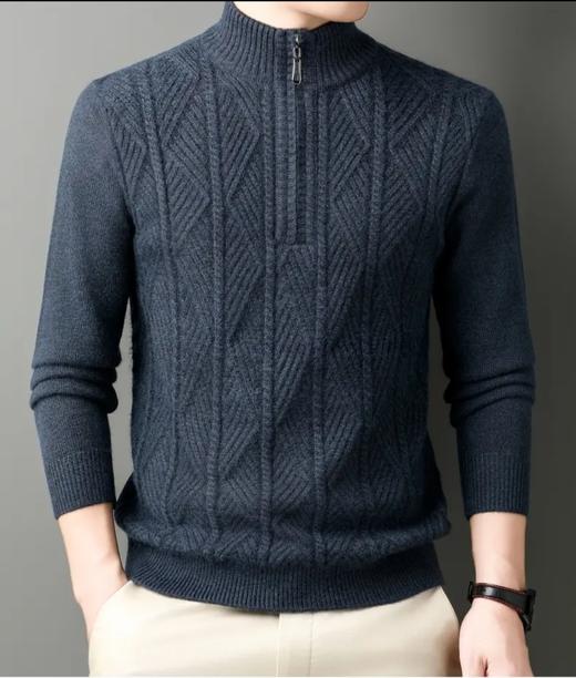 清库仅399！【百分百山羊绒提花毛衣】男士超厚提花半高领保暖毛衣 商品图8