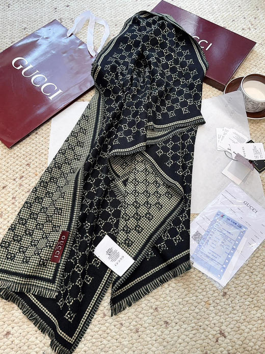 秋冬特惠💰240 古驰围巾【小G双面-Gu秋冬新款，GG时髦复古双面羊毛围巾！！】 商品图4