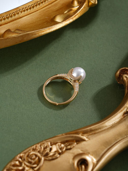 子佩集【情定夕颜】银S925珍珠惜王妃戒指【R1764】8.5mm珠镀金一字2601 商品图4