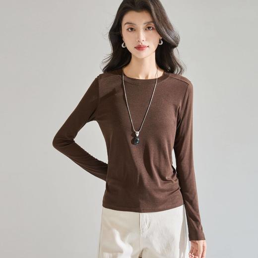 「高货sh」全新升级【铂金会员146/天猫189/差价43】(04536)洛诗琳天丝羊毛打底衫2026春季新款正肩显瘦弹力打底上衣 商品图3
