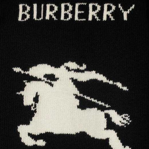 BURBERRY 巴宝莉 女士马术骑士徽标嵌画羊毛针织衫 黑色 8103048 A1189 商品图1