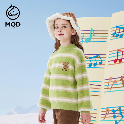 【秒2】【MQD】女童冬季满版时尚条纹半高领毛衣针织衫 商品图0