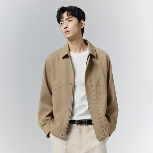 GXG男装【结构线条】25春季时尚创意分割斜纹翻领男式休闲夹克K&C 商品图2