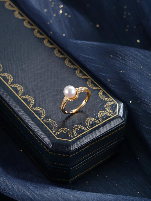 子佩集【银河静界】银S925珍珠惜王妃戒指【R2089】7mm珠双色一字2601 商品图8