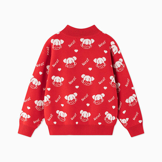 【秒2】【MQD】女童冬季新年童趣图案柔软舒适半高领针织衫 商品图5