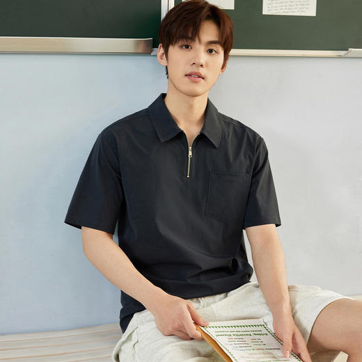 GXG男装夏季时尚百搭拉链款男士休闲翻领polo衫K&C 商品图4