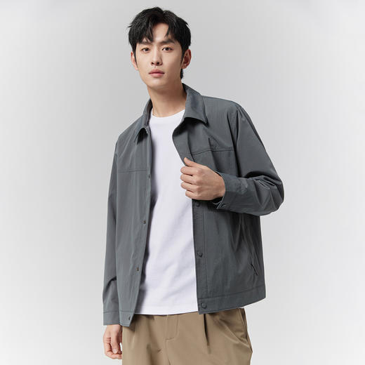 GXG男装【立体提花】25春季时尚简约休闲舒适百搭男式翻领夹克K&C 商品图6