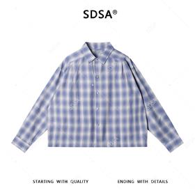 SDSA男士秋冬新款痞帅男装慵懒风撞色格子设计长袖衬衫百搭时尚