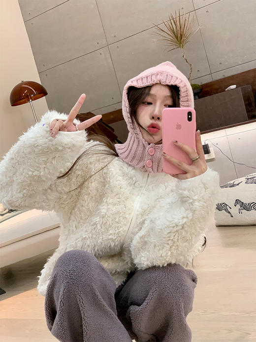 现货贝岛少女 温暖御寒仿羊羔毛外套 商品图0