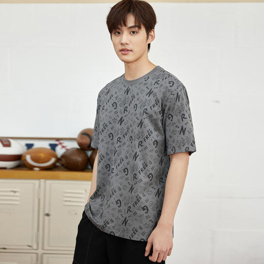 GXG男装【100%棉】夏季满印字母男款潮流圆领百搭短袖t恤K&C 商品图10