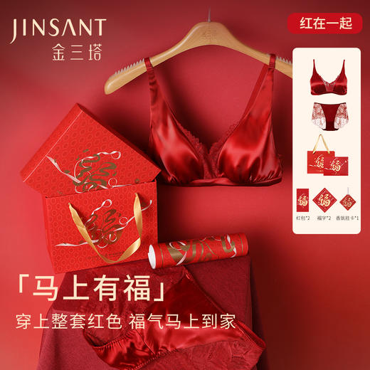 金三塔 女真丝缎面拼接无钢圈文胸（文胸内裤套装）NZFFA302S25 商品图0