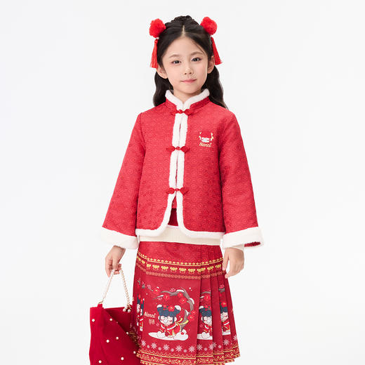 【秒1】【MQD】女童冬季新年喜庆国潮马面裙立领套装 商品图1
