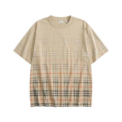 男款棉质渐变格纹短袖T恤zh007 商品图0