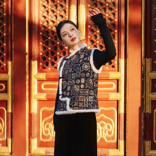 西子/十全十美醋酸宝相花重工万针多色绣新中式马甲/MJHJ0408 商品图2