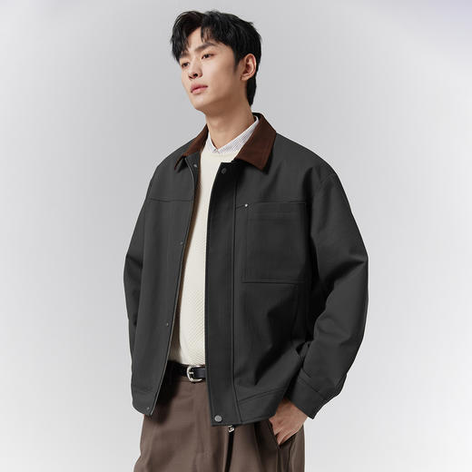 GXG男装【撞色领口】25春季时尚创意拼色多口袋拉链翻领男式夹克K&C 商品图12