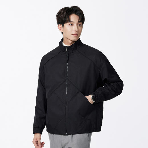 GXG男装秋季时尚拼接微落肩立领简约休闲短款设计感男式夹克K&C 商品图3