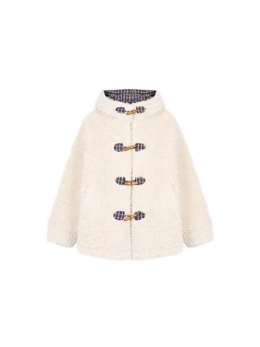 马得工地/MDGDWT14832/格纹牛角扣卷卷羊羔毛棉服外套 商品图2