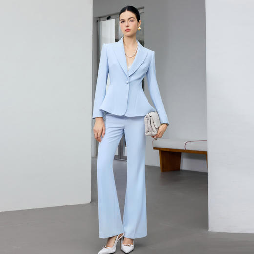 IWY/蓝色西装套装女修身显瘦两件套商务风职业装收腰西服正装25CP916 商品图1